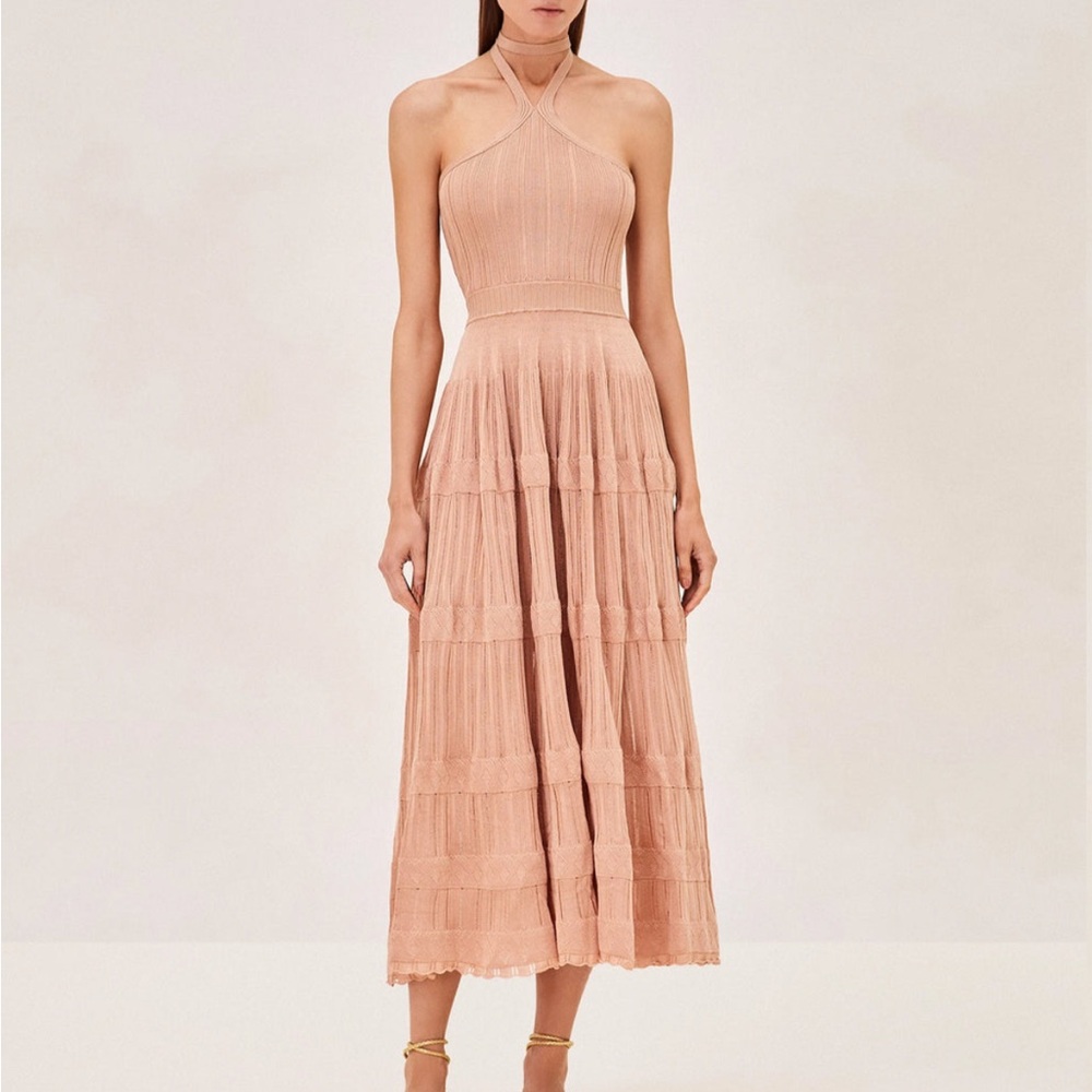 Alexis halter dress in champagne